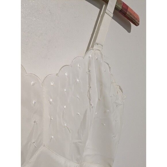 Vintage 60s Candie Barbizon Full Slip Dress Tafredda Ivory Side Zipper 9 / S B33 - Picture 3 of 7